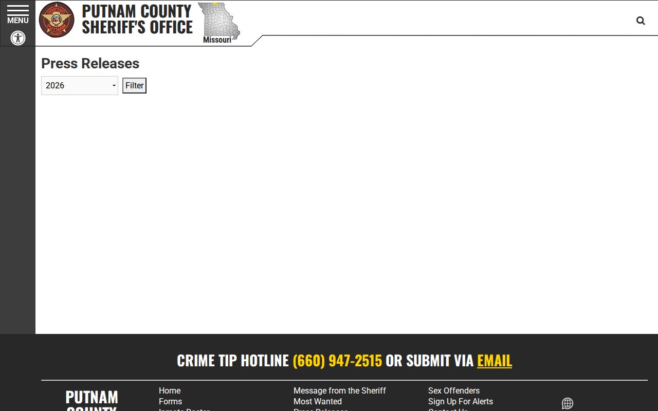 Putnam County arrest history and dated sheriff press releases