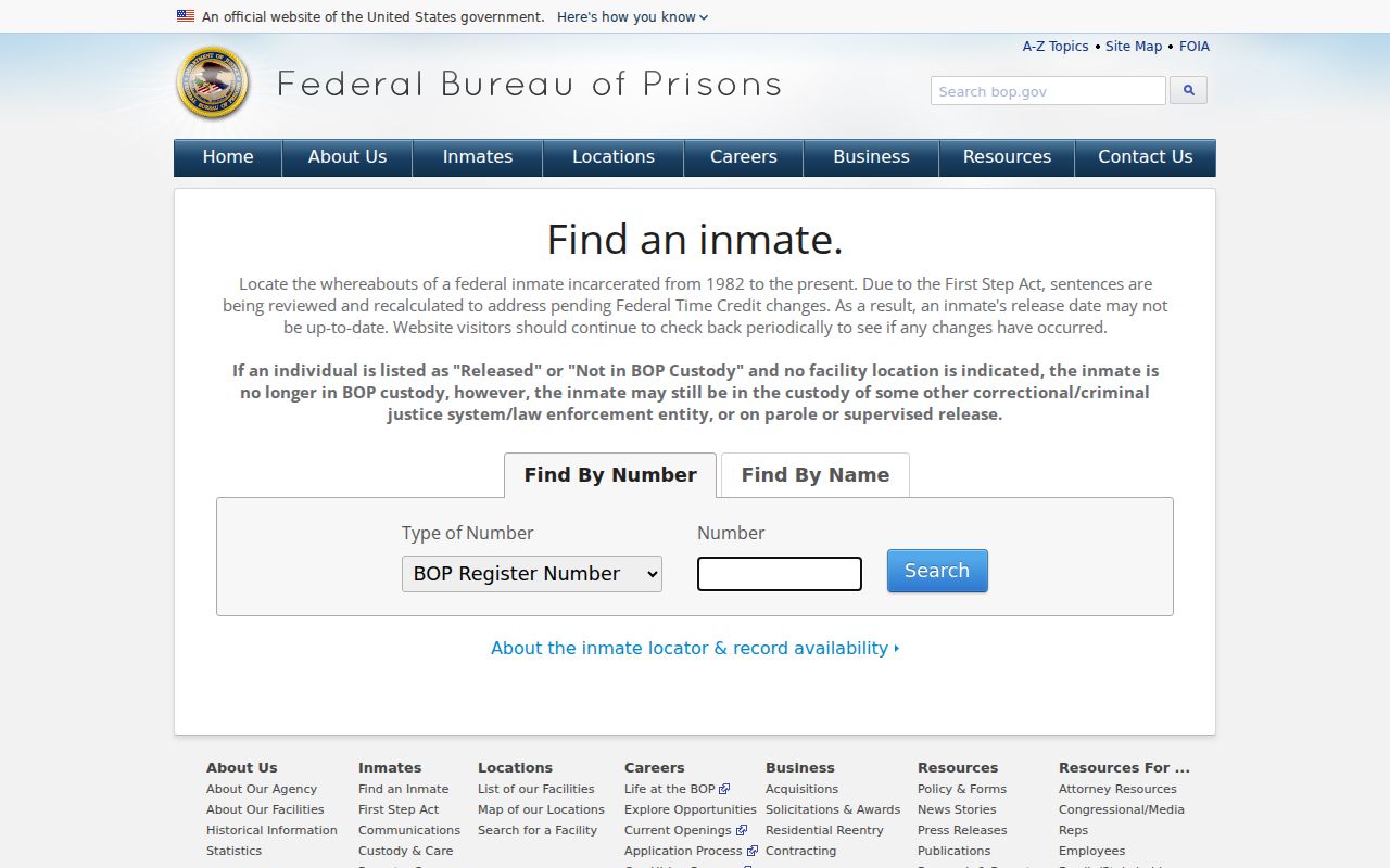 Putnam County criminal history federal inmate locator