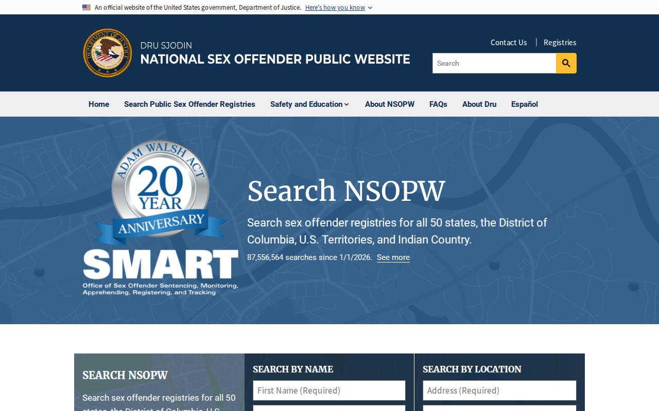 Putnam County sex offender check on the national NSOPW search interface